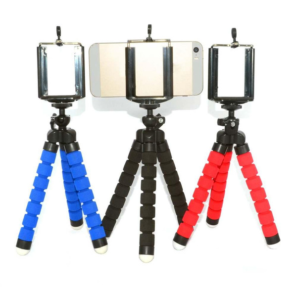 Wholesale- Newest Mini Tripod Flexible Octopus Holder Stand Spong Clip Universal For Mobile Phones Camera Black Blue Red