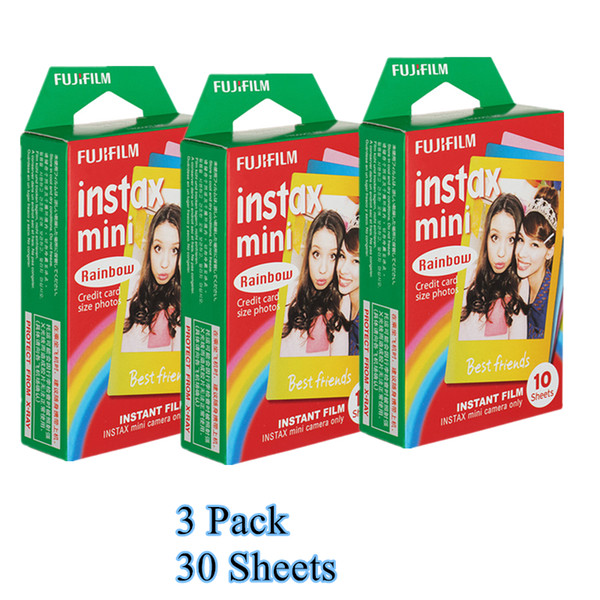 Geniune Fujifilm Intax Mini 8 Film Fuji Instant Rainbow Photo Paper 3 Packs 30 Sheets for 8 50s 7s 90 25 Cameras