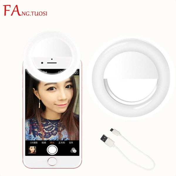 FANGTUOSI Selfie Ring Light clip USB Charge Portable Flash led Camera Phone selfie ring licht video light Night Enhancing