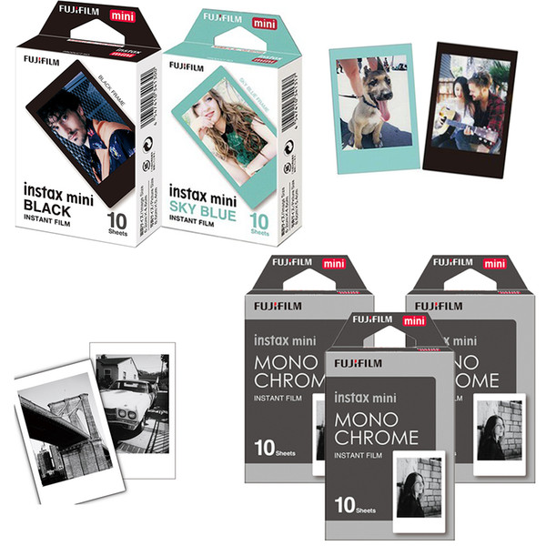 Original Fujifilm Instax Mini 8 Film Mono Chrome/ Black/ Sky Blue (5-Packs) For Fuji Instant Mini 7s 8 25 50s 70 90 Camera SP-2