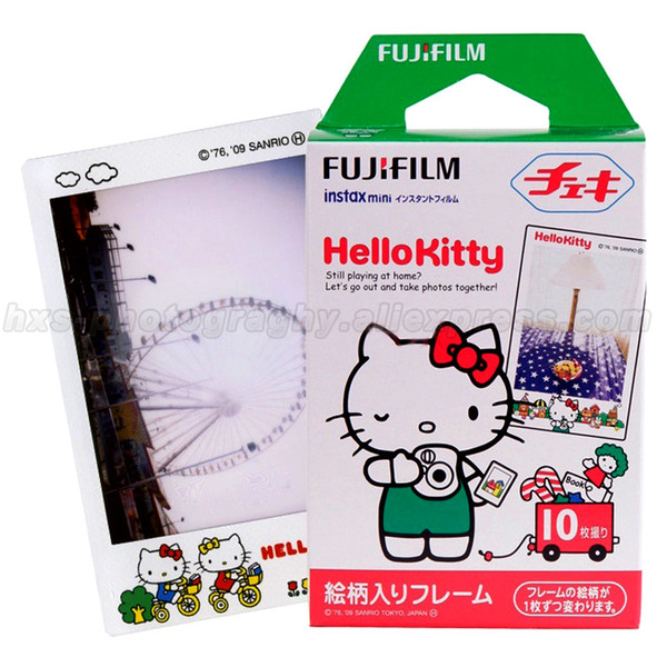 Original 10pcs Fujifilm Instax Mini 9 Film Fuji Photo Paper Hello Kitty For Mini 8 9 50s 7s 7 90 25 Share SP-1 2 Instant Camera