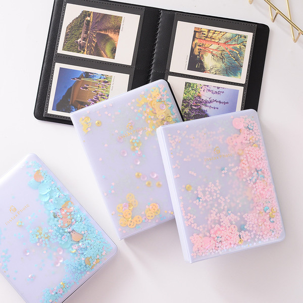 64 Pockets 3 Inch Mini Film Photo Book Album Quicksand Beads For Instax Mini 9 8 7s 90 70 25 Camera Name Card Holder