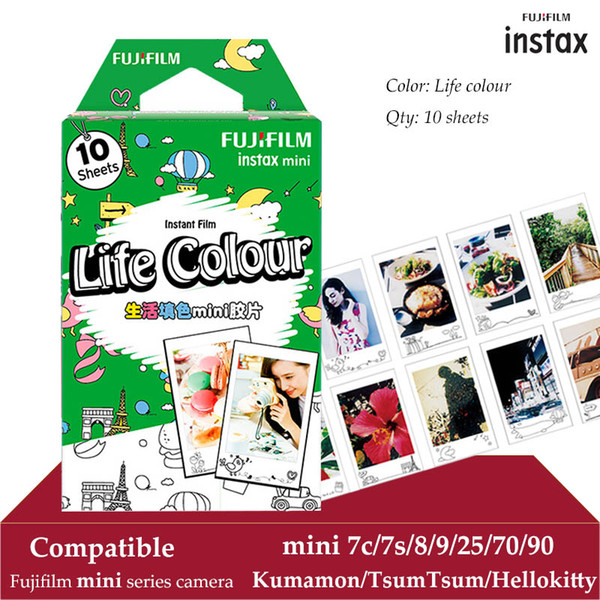 Instax Mini Film Life Color 10 Sheets for Instax Mini 9 8 7s 70 90 25 Instant Polariod Camera Smartphone Printer SP-2 1