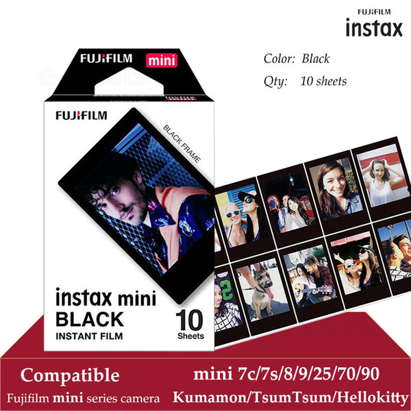 Instax Mini Film Black 10 Sheets for Instax Mini 9 8 7s 70 90 25 Instant Polariod Camera Smartphone Printer SP-2 SP-1