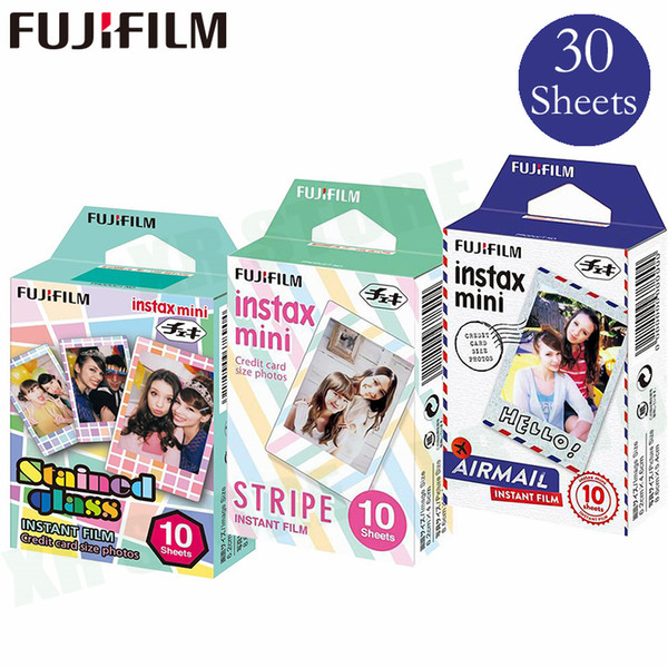 Fujifilm stained glass+stripe+Air mail Fuji Instant Photo Paper For Instax Mini 8 9 Film 70 7s 50s 50i 90 25 Share SP-1 Camera