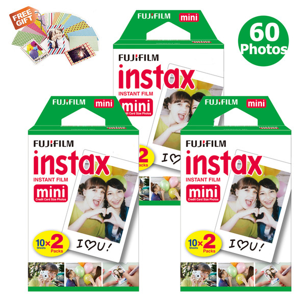 100% Authentic Fujifilm Instax Mini 8 White Film Fuji Instant Mini Photos 60 Sheets For 7s 8 9 70 90 300 Camera + Free Gift