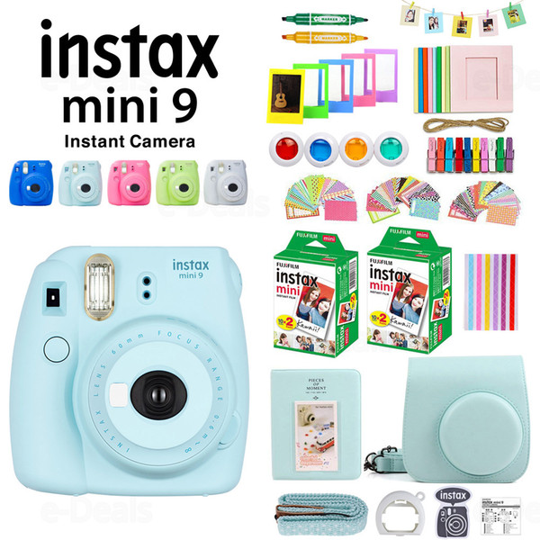 Fujifilm Instax Mini 9 Camera+40 Sheets Mini 9 Instant White Film Photo Paper+PU Case+Album+Color Filter+Close up Lens+Gift Set