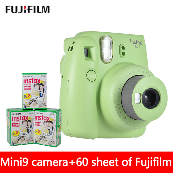 New 5 Colors Fujifilm Instax Mini 9 Instant Photo Camera + 60 sheet Fuji Instax Mini 8 White Film + Close up Lens