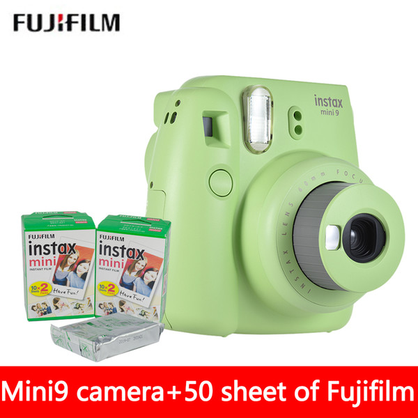 New 5 Colors Fujifilm Instax Mini 9 Instant Photo Camera + 50 sheet Fuji Instax Mini 8 White Film + Close up Lens