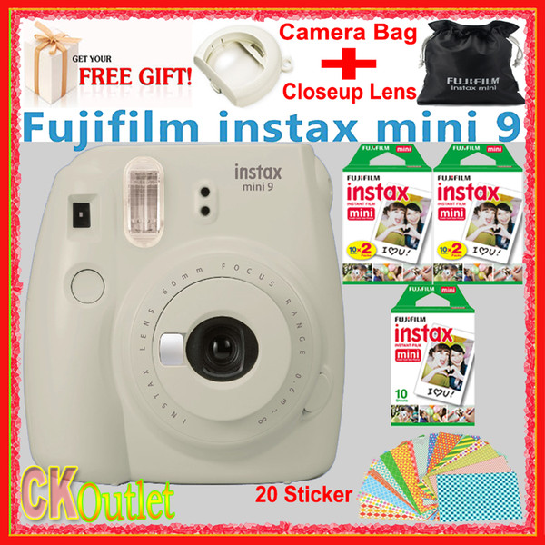 100% Genuine Fujifilm Instax Mini 9 White + 50PCS Sheet Fujifilm mini White Film for Polaroid Instax 8 70 90 NEO