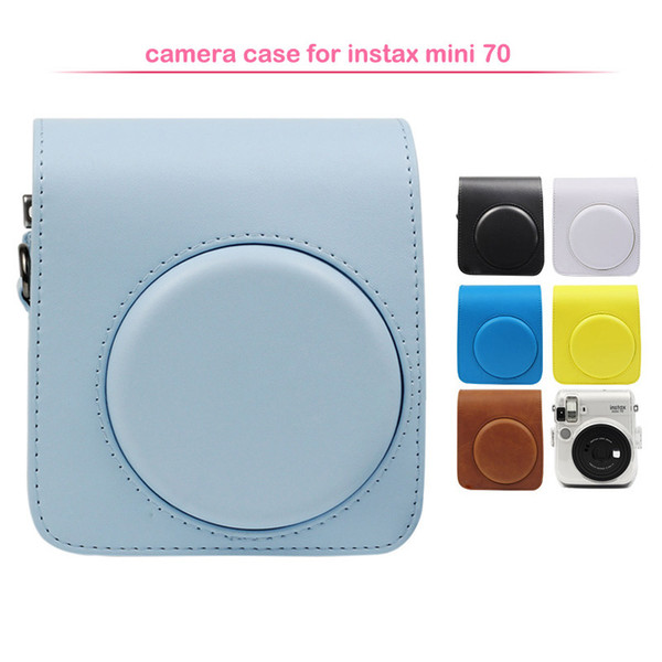 Protective PU Leather Classic Camera Case Bag with Shoulder Strap, Compatible for Instax Mini 70 Instant Camera