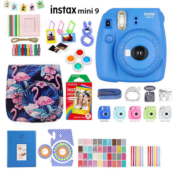 Instax Mini 9 Instant Photo Camera 5 Colors+Rainbow Film+Accessory Kit-PU Bag Case+Album+Lens Filter+Stickers+Frame...