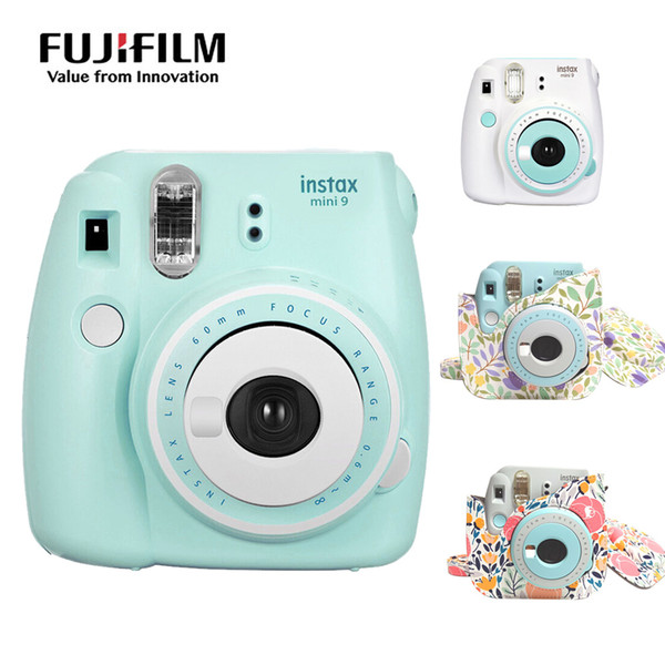 Instax Mini 9 Camera Patchwork Color Instant Photo Film With Floral Printing PU Leather Camera Shoulder Strap Bag Case