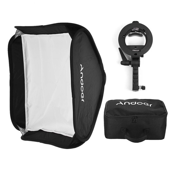 Andoer 40*40cm Softbox with S-type Handheld Flash Speedlite Bracket + Bowens Mount and Carrying Bag Russia Free Shipping