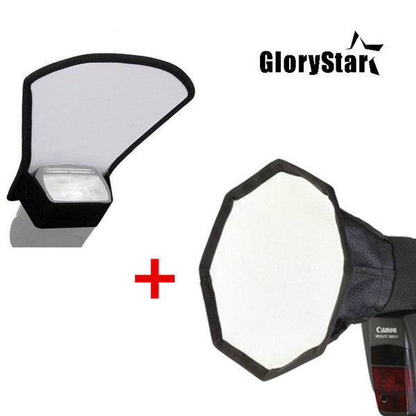 Sale Set Camera Flash Diffuser 20cm Octagon Mini Softbox + Silver White Reflector Panel for Canon for Nikon Speedlite Flash Box