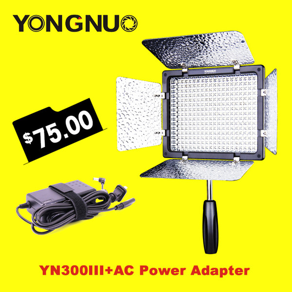 Wholesale-YONGNUO YN300 III YN-300 III 3200k-5500K Camera Photo LED Video Light with AC power Adapter Set for Wedding