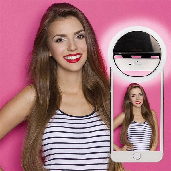 Rechargeable 36 LEDs Phone Ring Light Universal Night Selfie Photography Ring Light Up Flash Lamp 3 Brightness Levels FREE DHL