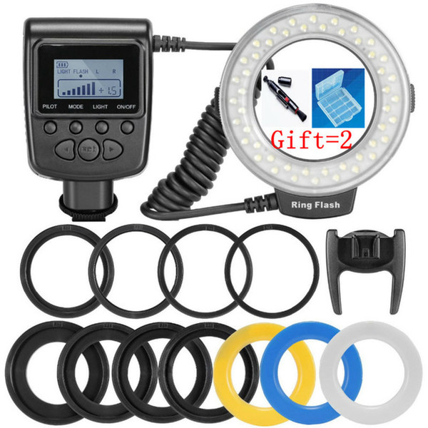 HD-130 48pcs Macro LED Ring Flash Bundle with 8 Adapter Ring for Canon Nikon Pentax Olympus Panasonic DSLR Camera Flash