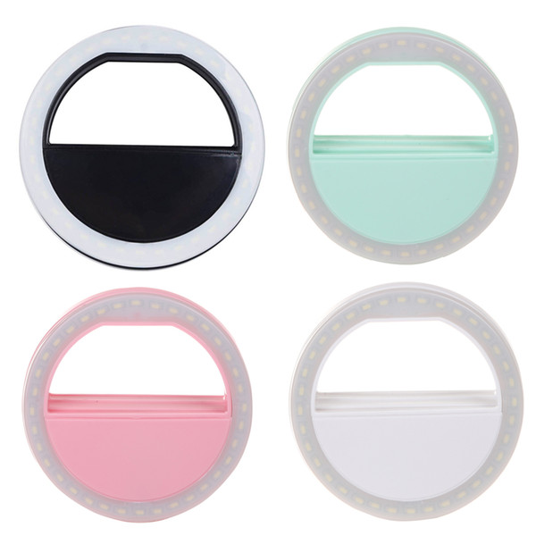 Hot Rechargeable 36 LEDs Phone Ring Light Universal Night Selfie Photography Ring Light Up Flash Lamp 3 Brightness Levels Free DHL