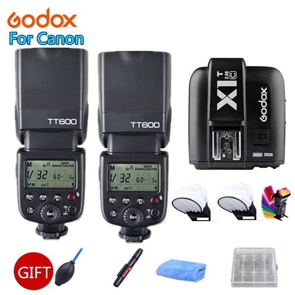 2x Godox600 2.4G Wireless X System Camera Flashes Speedlites With X1T-C Transmitter Trigger for Cameras +Free Gift Kit