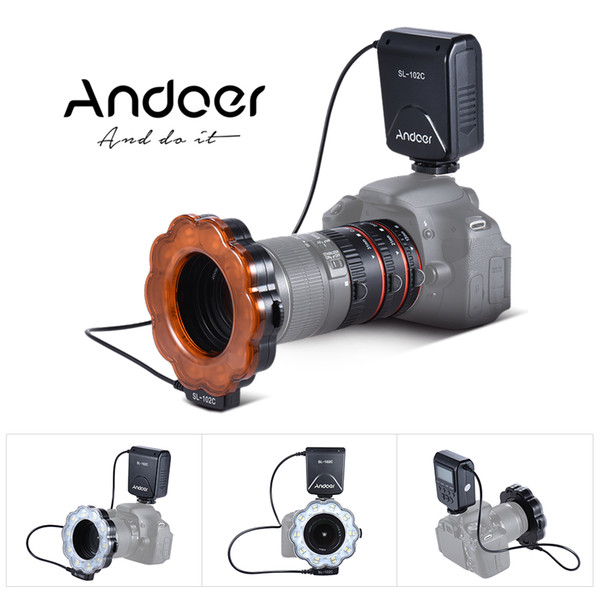 Andoer SL-102C GN15 Macro Photography LED Ring Flash Fill-in Light + Macro Extension Tube RingL AF Auto Focus for