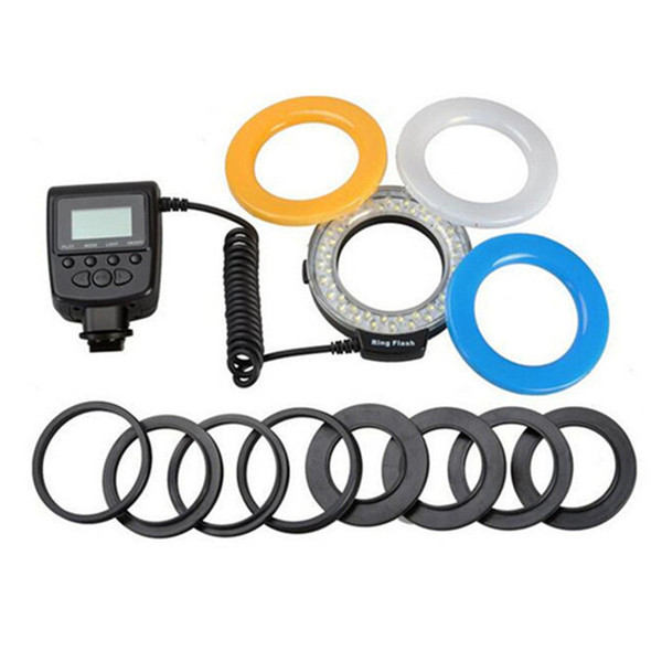 Tycipy LED HD-130 Ring Flash Bundle Light External Flash 8 Adapter Ring for DSLR Cameras