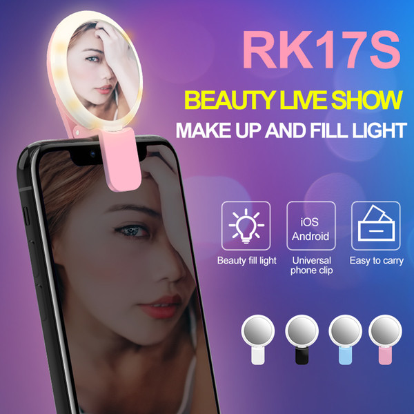 Makeup Mirror Selfie Flash Light Lamp LED Flash Selfie Light Fill-in-Light Clip Holder Cold+Warm+Mix 20 Bulbs Luminous