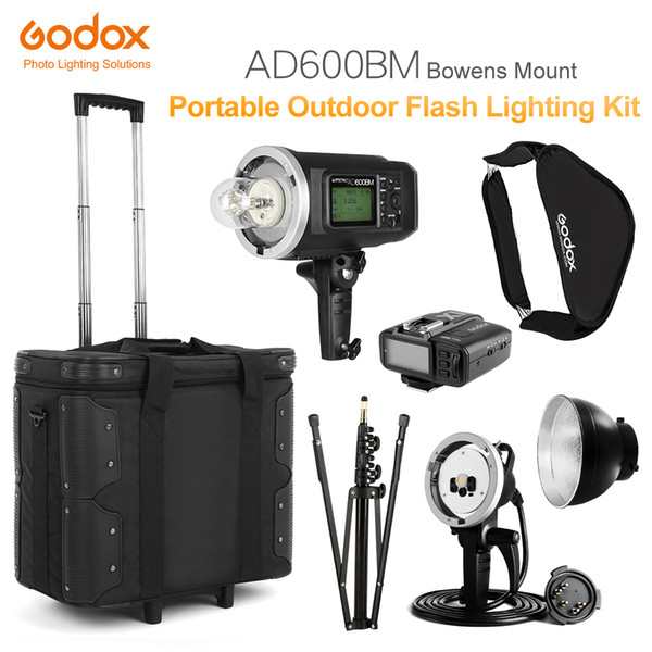 wireless flash GODOX 600BM HSS 2.4G Wireless Flash Light Speedlite,X1 Transmitter,AD-H600B He,Draw-Bar Carry Bag,Light Stand godox ad600bm