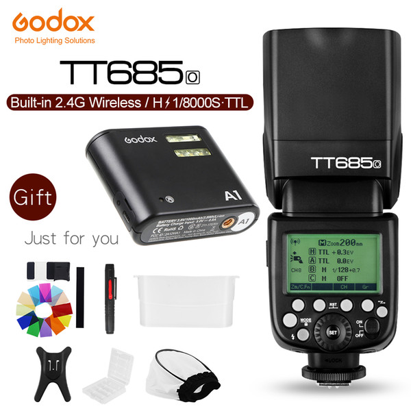 Free DHL Godox TT685O HSS TTL Flash with Godox A1 Flash Phone Speedlite Built-in X1 System for  for iPhone 7 7s