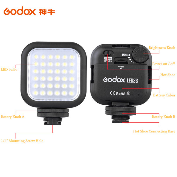 Wholesale-Original Godox LED36 5500~6500K LED Video Light 36 LED Lights Lamp Photographic Lighting for DSLR Camera Camcorder mini DVR