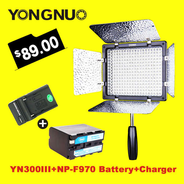 Wholesale-Yongnuo YN300 III 5500K CRI95 LED Video Light with NP-F970 Battery & Charger for DSLR Camera Photography Studio lighting Lamp