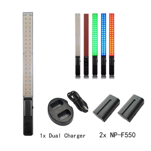 Wholesale-YONGNUO YN360 3200k-5500k CRI 95+ Handheld LED Video Light RGB Color + 2* Battery