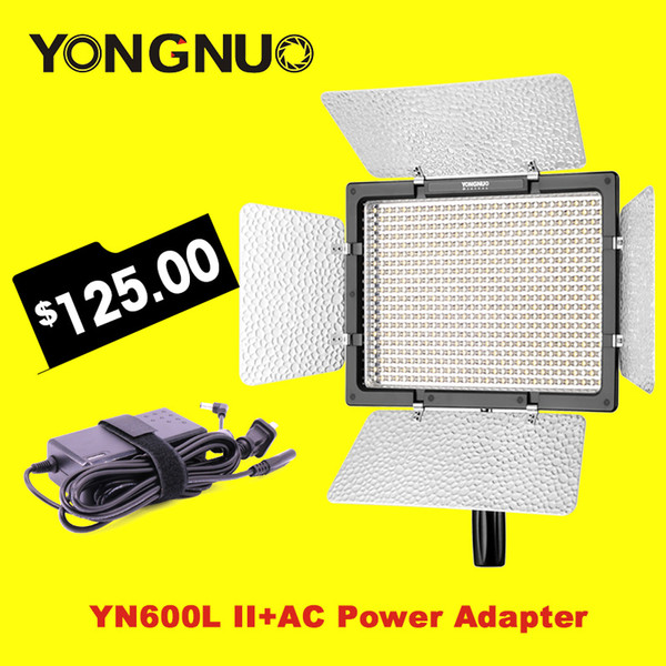 Wholesale-Yongnuo YN600L II Led Studio Light + AC Power Adapter Adjustable Color Temperature 3200K-5500K for SLR Cameras Camcorders