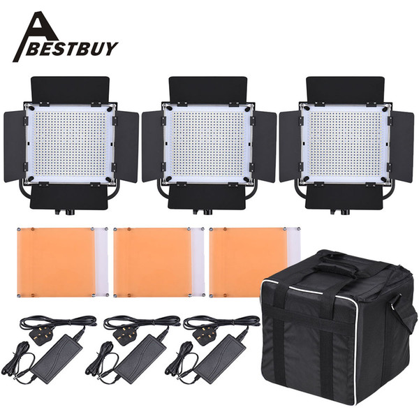 Wholesale-LED-600A LED Video Light Panel Kit With 576pcs LED Beads CRI90 5600K/3200K Light Barndoor Filters Storage Bag Photography Set