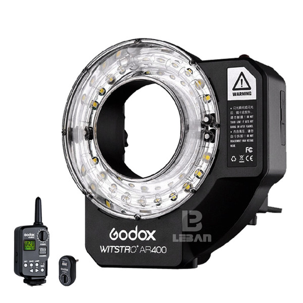 Wholesale-Free DHL Godox Witstro AR400 400W Li-ion Battery Ring Flash Speedlite + LED Video Light+FT-16