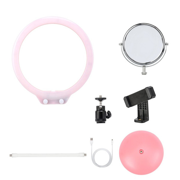 5pcs/Set ONLENY Photography Lamp Desk LED Ring Light Dimmable Makeup Light with Mirror Camera Ball Head for Photo Studio Video