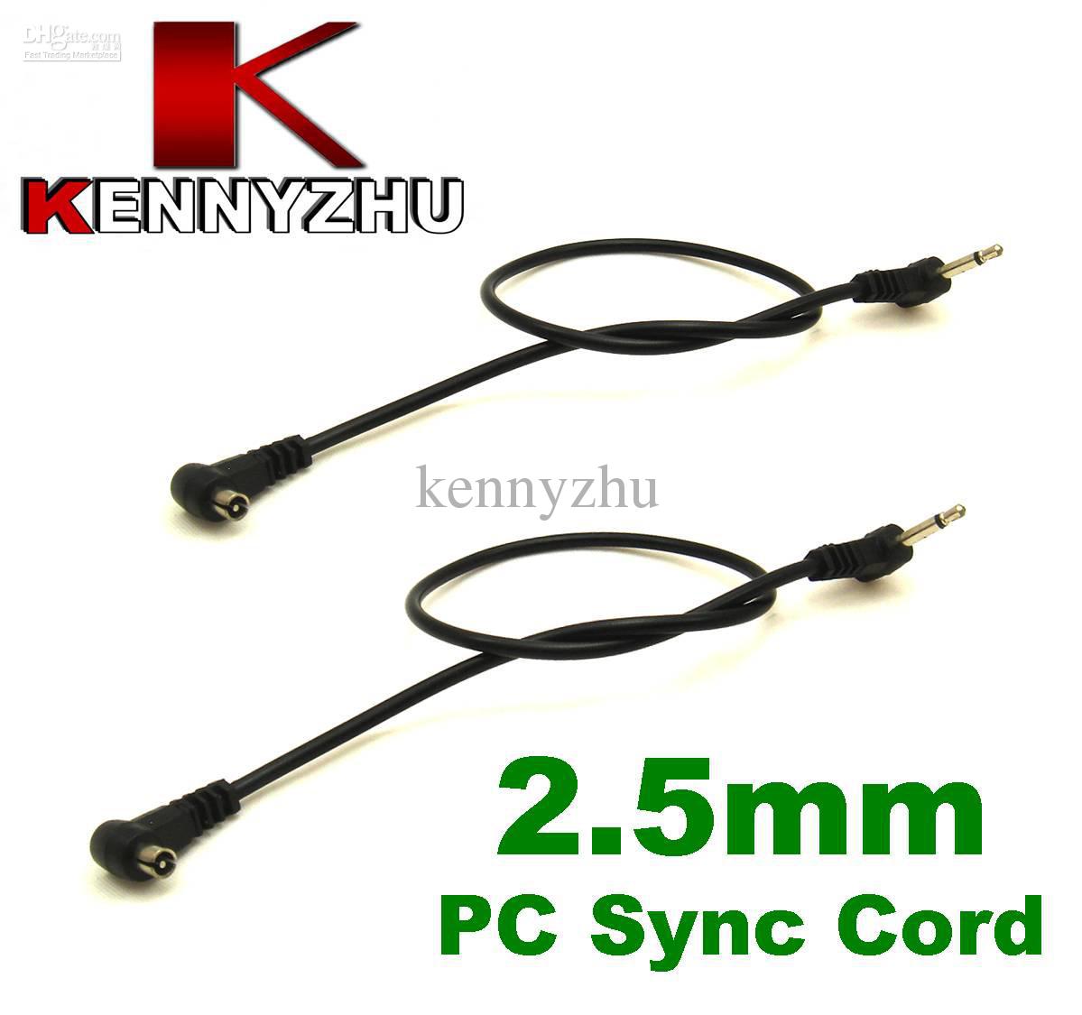 2.5mm Plug to Male Flash PC Sync Cord Cable 30cm 12 inch Length 20pcs/lot free shipping