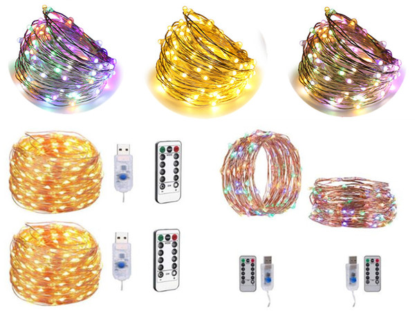 Remote controller 8 mode 33FT LED String 10M 100LED 16FT 5M 50LED 5V USB plug Fairy String Lights Indoor Outdoor christmas wedding