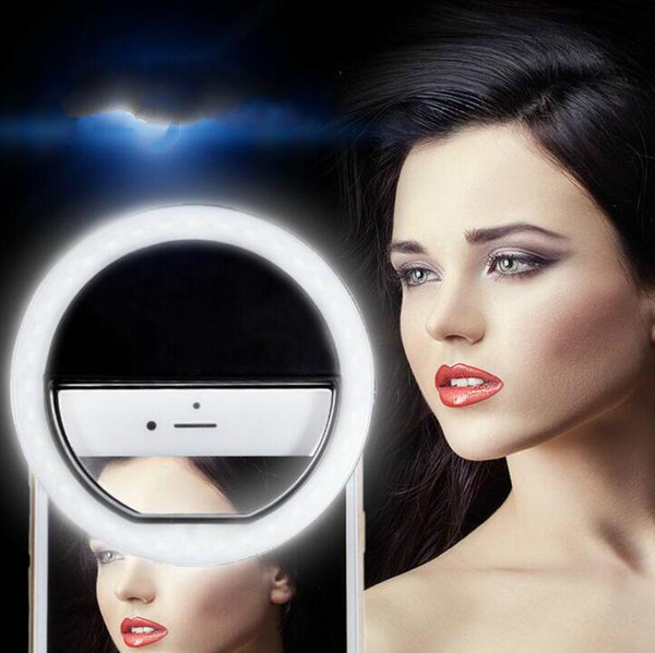 (Retail Box) LED Ring Selfie Light Supplementary Lighting Night Darkness Selfie Enhancing for Photography for iphone7 samsung note7