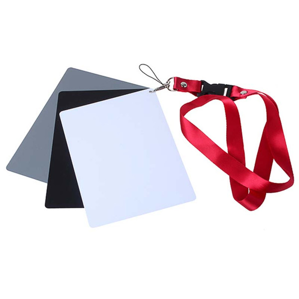 3 in 1 Digital Grey Card White Black 18% Grey Color White Balance + Strap set