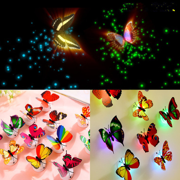 Butterfly Dragonfly 3W LED Night Light Stick-On Lamp Wall Light Colorful Fiber Optic Night Lights HalloweenChristmas Decorations hot sale