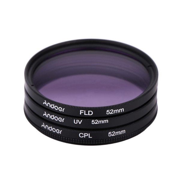 Andoer 52mm Filter UV+CPL+FLD Circular Filter Kit Circular Polarizer Filter with Bag for Nikon Canon Pentax Sony DSLR Camera