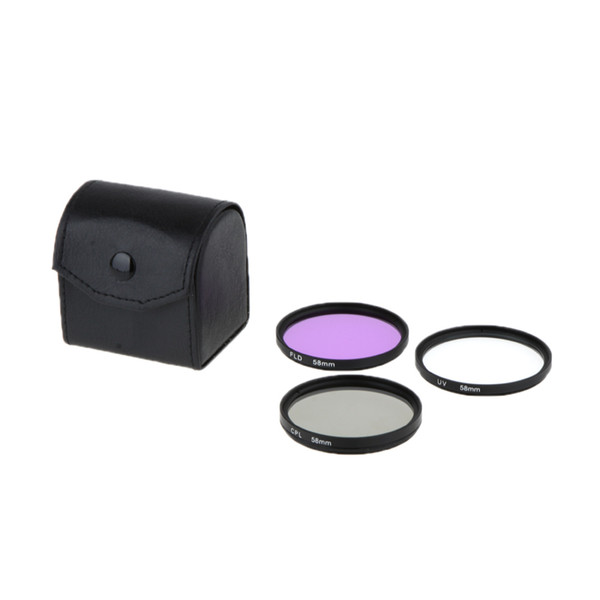 3Pieces 58mm UV+CPL+FLD Lens Filter Kit with Case for Canon Nikon Sony DSLR Camera