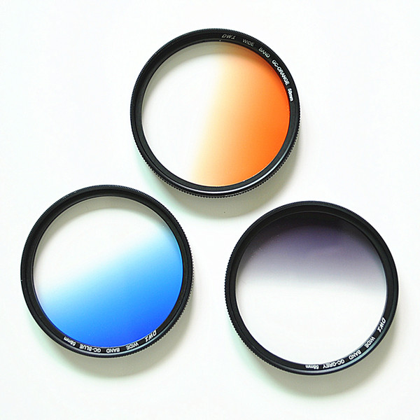 Camera gradual change mirror gray gradual change gray mirror gradual blue orange filter color filter 67mm 77mm 82mm