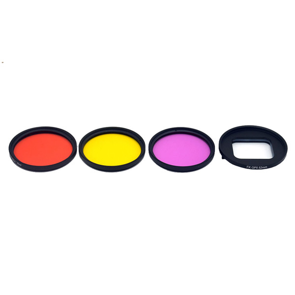 Screw free 52mm Red/Purple/Yellow Color Filter kit For Hero 7 6 5 Black action camera