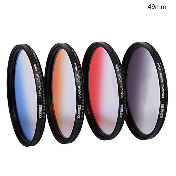 Professional Zomei 49mm 52mm 55mm Red Blue Orange Gray Color Gradient ND Filter Kits Lens Protector for Canon Sony Camera