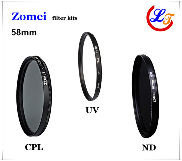 Professional High Qaulity Zomei 52mm 55mm 58mm UV CPL ND4 Filter Kit Polarizer Glass Filtro Protector Lens for Canon Sony Camera Lens