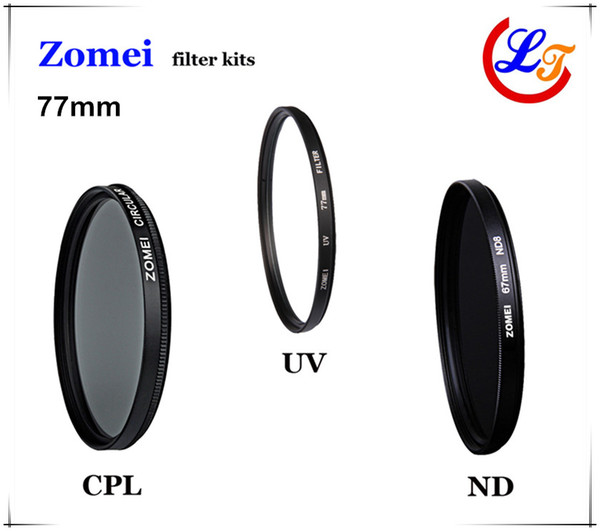 Professional High Qaulity Zomei 62mm 67mm 72mm 77mm UV CPL ND4 Filter Kit Polarizer Glass Filtro Protector Lens for Canon Sony Camera Lens