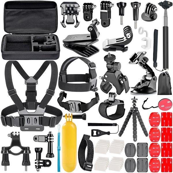 For Gopro Accessories Set go pro hero 7 6 5 4 3 kit 3 way selfie stick for Eken h8r EVA case