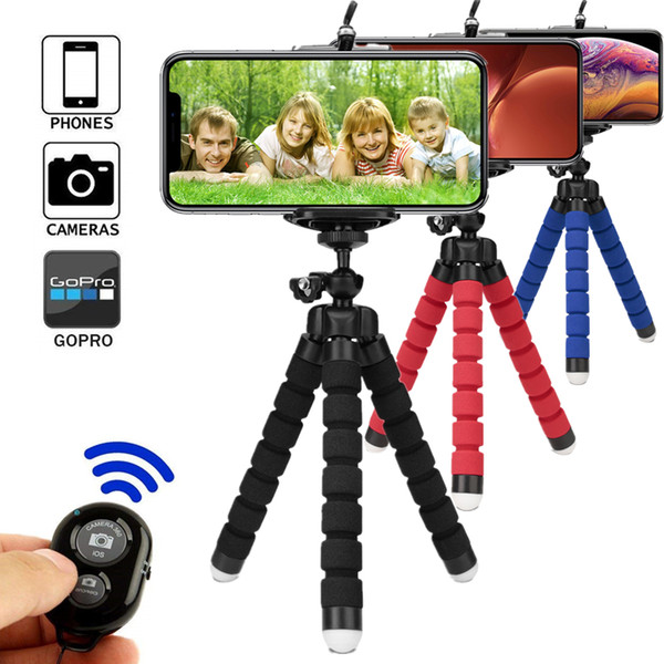 Mini Flexible Sponge Octopus Tripod For iPhone Xiaomi Huawei Smartphone Tripod for Gopro Camera Accessory With Phone Clip and Remote Shutter